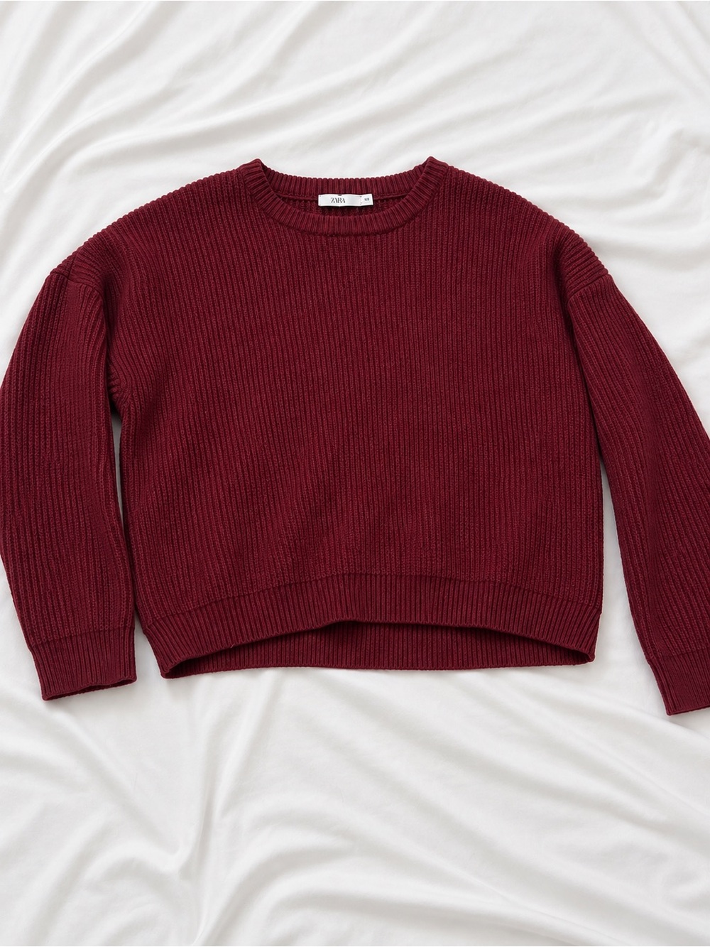 Lush Burgundy Ribbed Crewneck Sweater